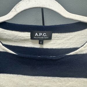 A.P.C. Classic Navy and Cream Striped Shirt